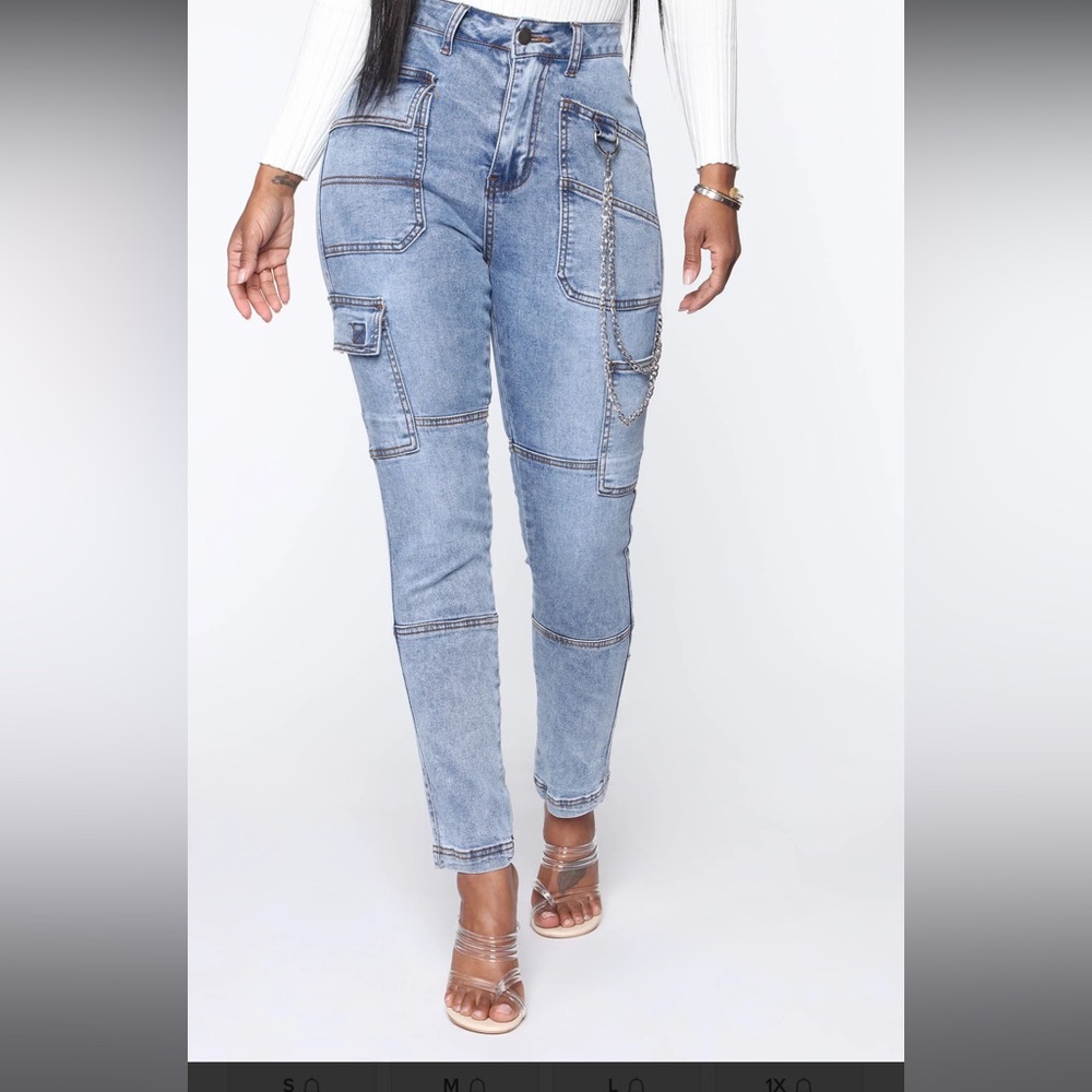 Trendy Blue Women's Cargo Jeans